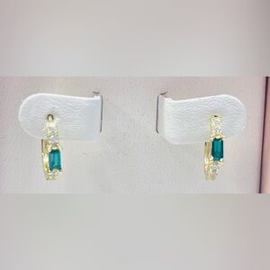 NWT Emerald CZ gold over Sterling silver Earrings